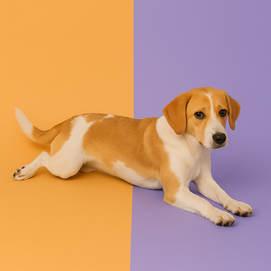 The dog is lying